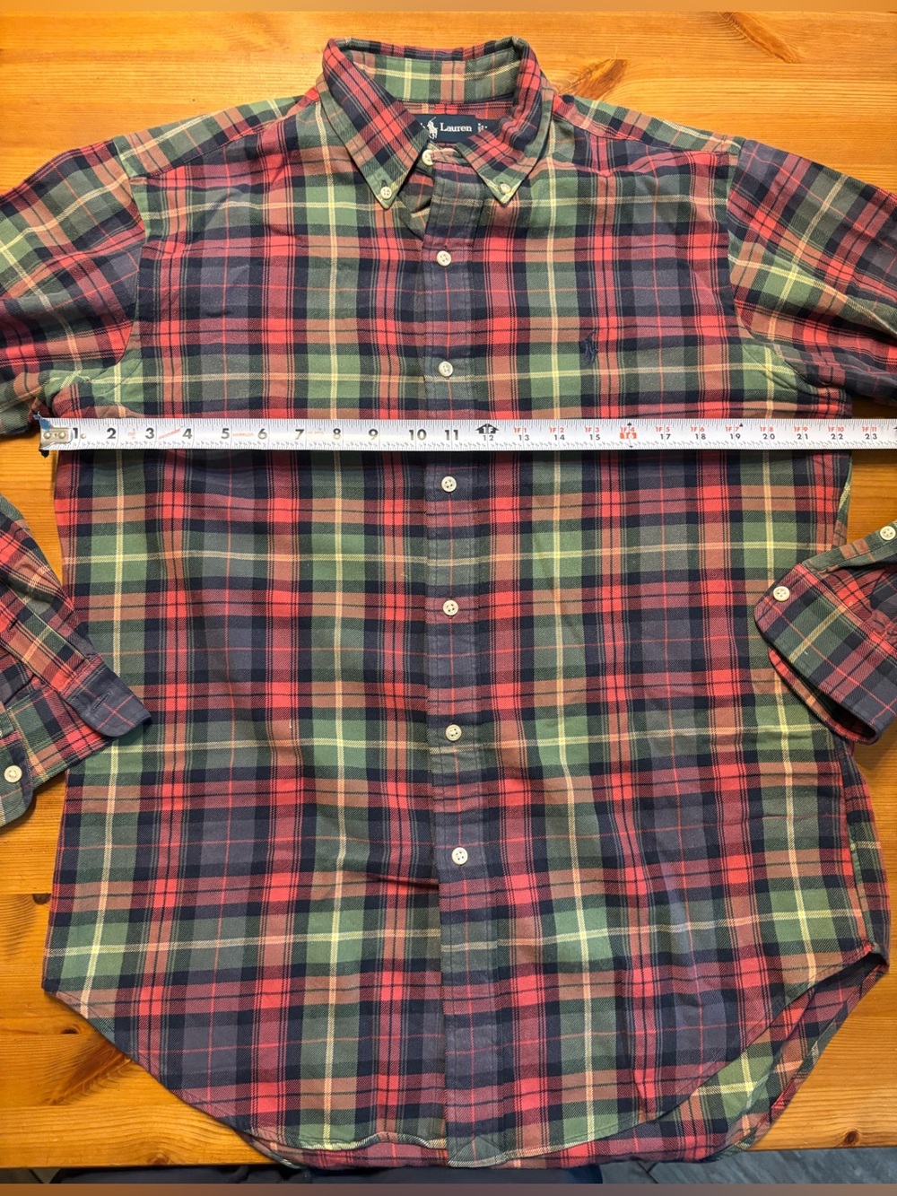 Ralph Lauren Classic Fit Men’s Medium Plaid Button Down Shirt Green Red Navy